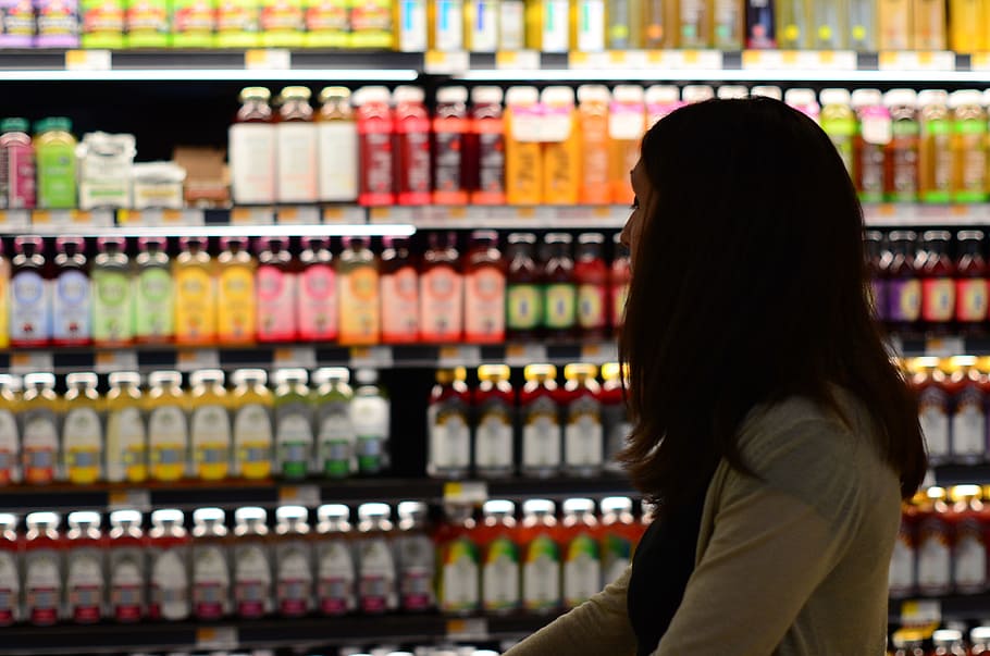 shopping-bottle-woman-grocery